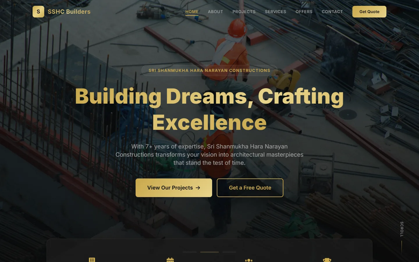 Home page of the SSHC Builders website on a desktop browser